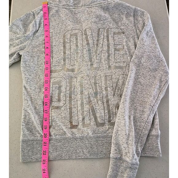 VS PINK Gray Zip-Up Hoodie – Size M (LOVE PINK Back) - Picture 7 of 11